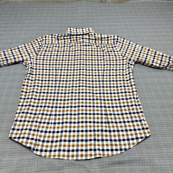 Butter Cloth Shirt Mens Large Blue Check‎ Contrasting Flip Cuff Lightweight - Picture 7 of 13
